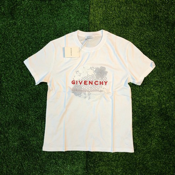 Givenchy Men Chest Embroidery White T-Shirt